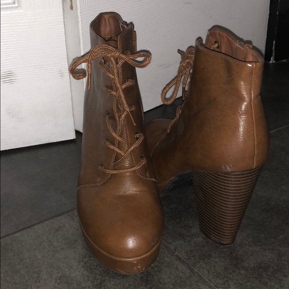 Tan Heeled Booties - Picture 1 of 4